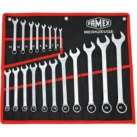 FAMEX 10349-19 Jeu de clés mixtes avec poche - 19 pcs