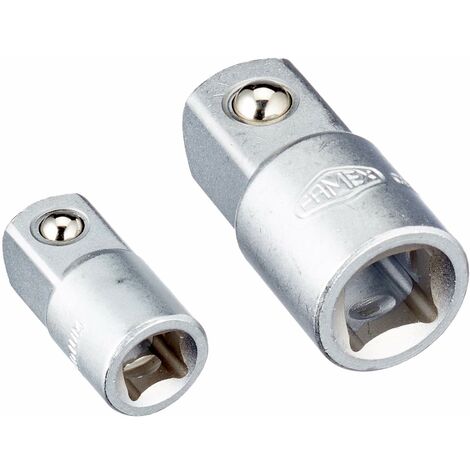 Famex 10695 - Adattatore per chiave a tubo, 2 pz., attacco da 6,3 mm (1/4") su 10 mm (3/8") e attacco da 10 mm (3/8") su 12,5 mm (1/2"), quadrato