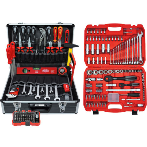 FAMEX 449-45 Mallette à outils avec un set d'outils complet, caisse à outils, boîte à outils