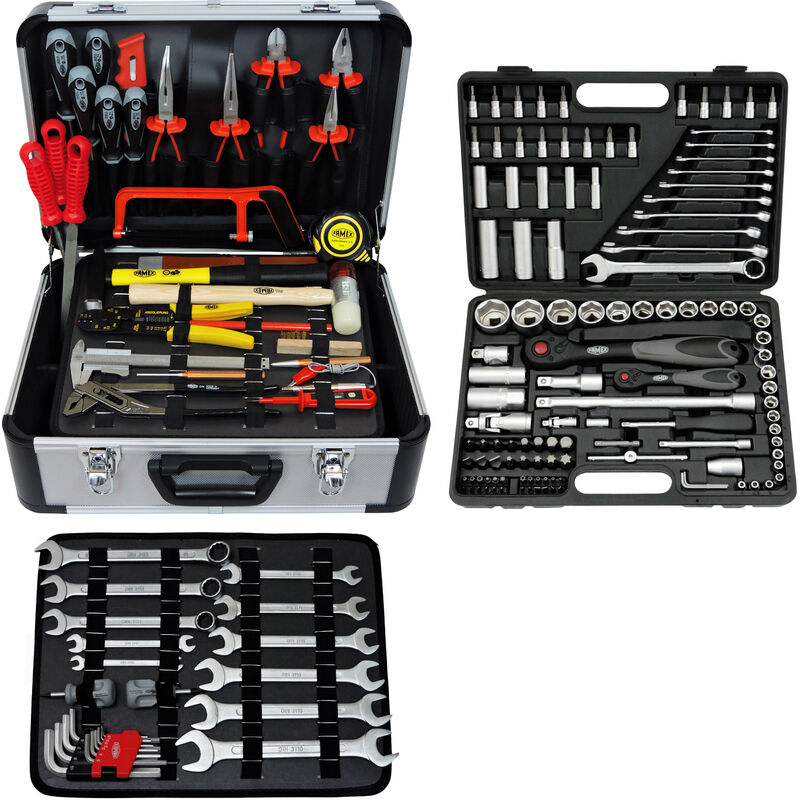 719-44 Malette à outils complète - Valise à Outils - Boîte à outils en aluminium - 214-pièces - Famex