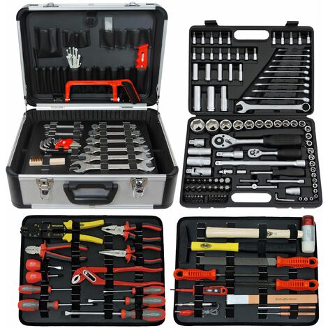 FAMEX 719-50 Malette à outils complète - Valise à Outils - Boîte à outils en aluminium - 207-pièces