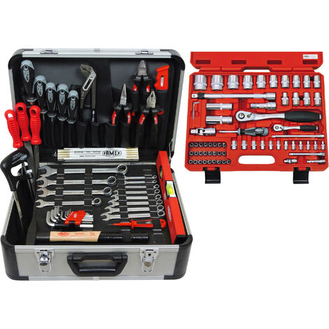 FAMEX 414-20 Boîte à outils en aluminium - Malette à outils complète -  Valise à Outils de