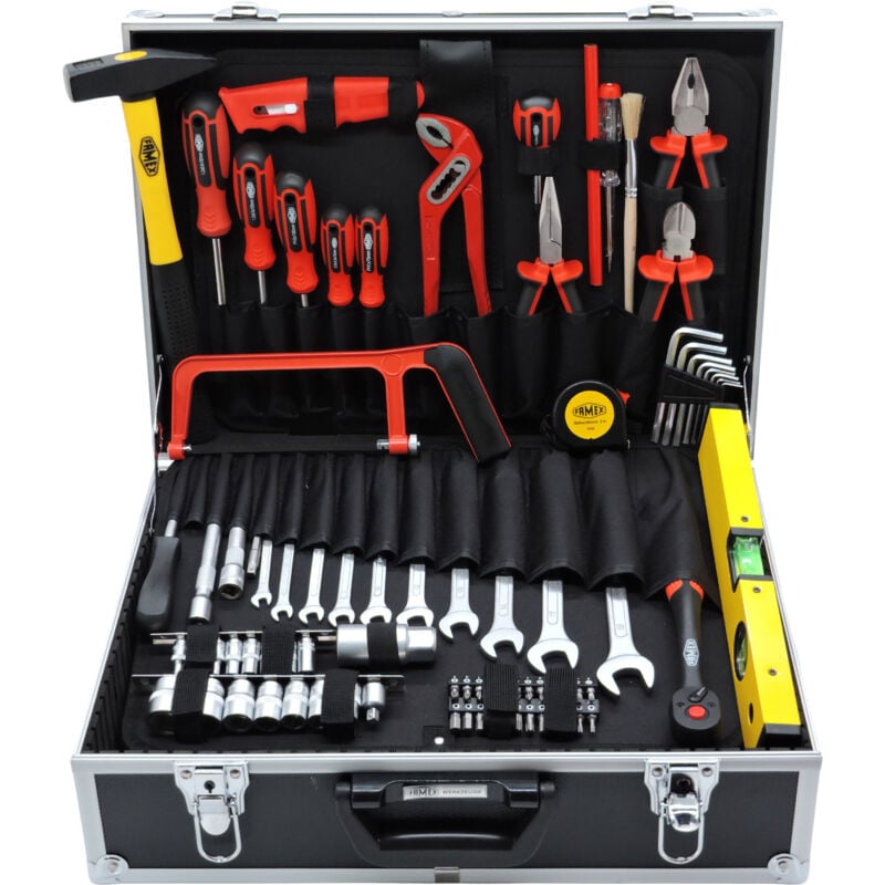 Famex - 759-62 Mallette à outils universelle avec set d'outils de haute qualité, pour bricoleurs