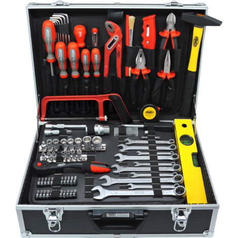 FAMEX 759-63 Boite à Outils - Coffret à Outils - Malette à Outils en Aluminium - 126-Pièces
