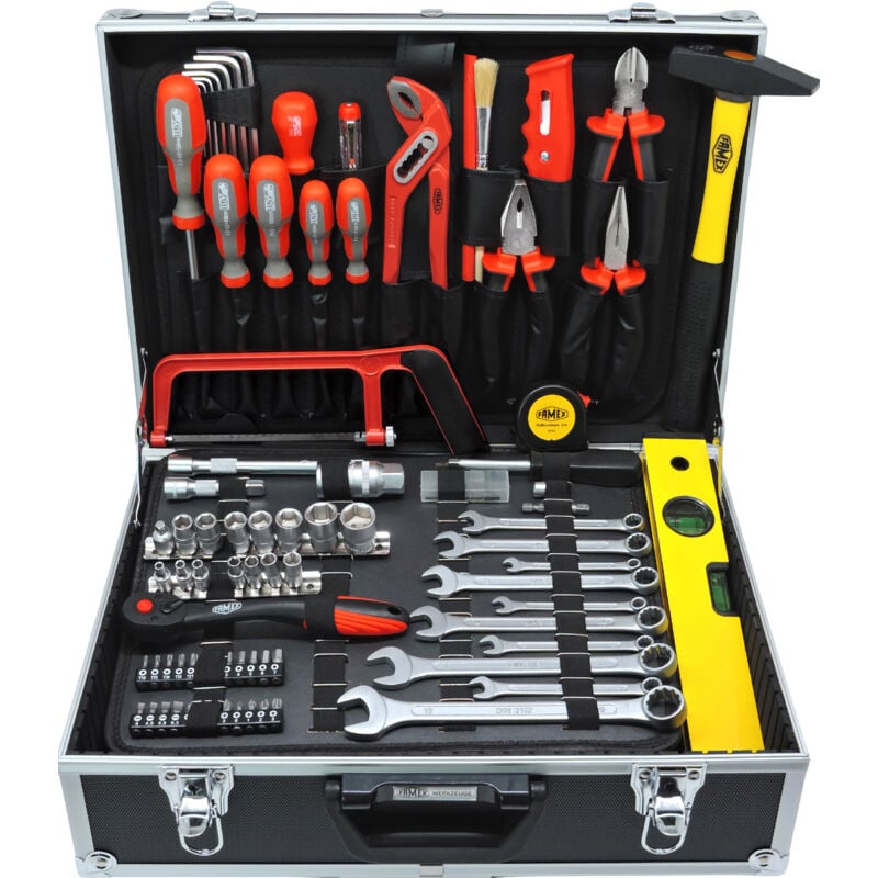 759-63 Boite à Outils - Coffret à Outils - Malette à Outils en Aluminium - 126-Pièces - Famex