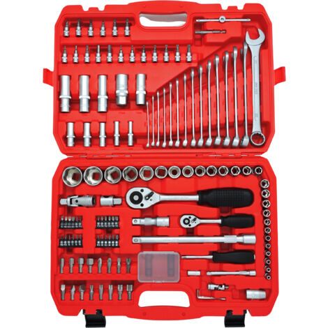 FAMEX Coffret de douilles, Boîte à outils de mécanicien 125 pièces, 568-50