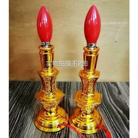 Famiglia LED prospero fortuna candela elettrica lampada plug-in Buddha lampada culto dio della ricchezza candeliere elettrico buddista el,6 inches,Oro