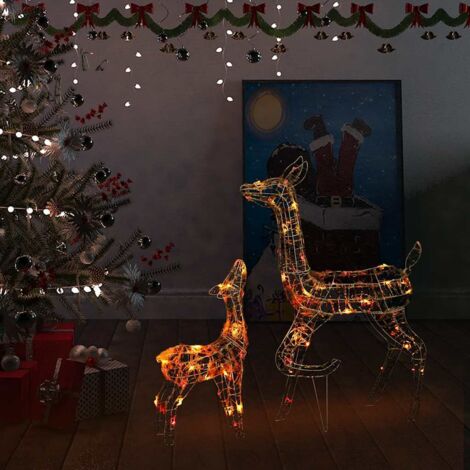 Familia de renos de Navidad acrílico 160 LEDs de colores vidaXL