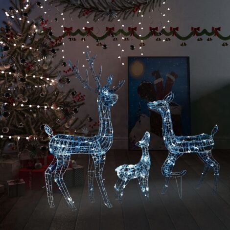 Familia de renos de Navidad acrílico 300 LEDs blanco frío vidaXL