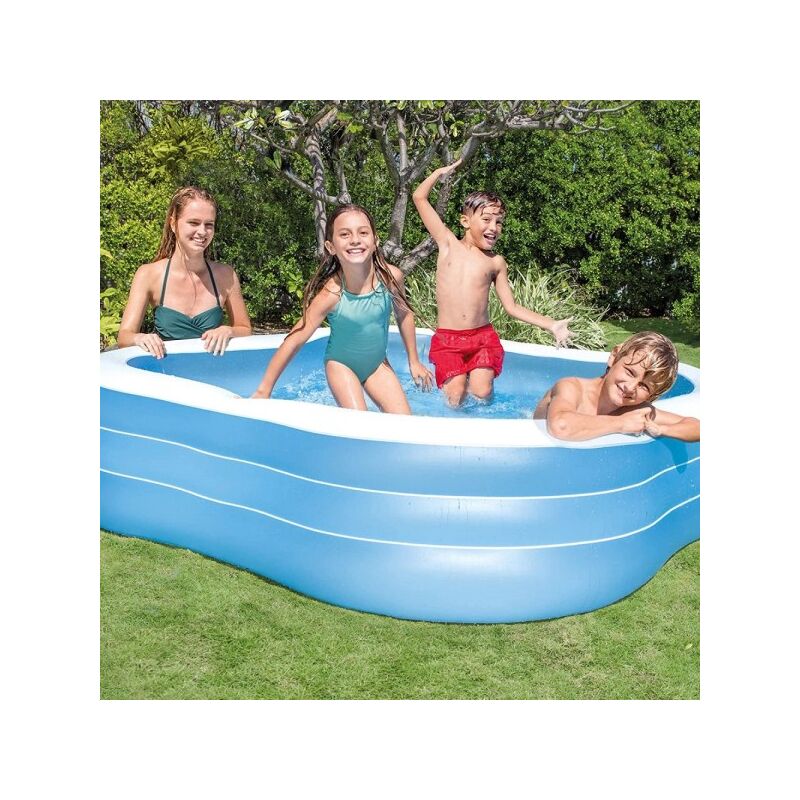 Piscina Familiar Hinchable Cuadrada De Tres Anillos 229 X 229 X 56 Cm Jardin 57495