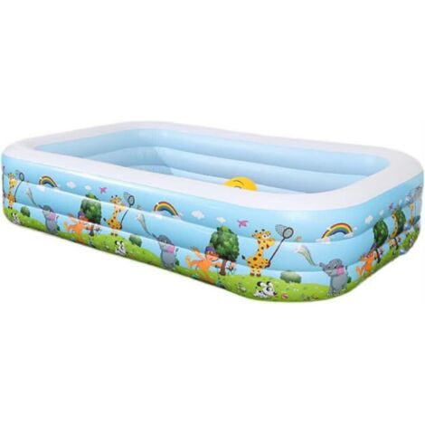 Familienpools in normaler Größe Aufblasbarer Swimmingpool Rechteckiger Swimmingpool für Kinder und Erwachsene Unterhaltung Outdoor Garden Toys Game Pool (Größe: 130 x 95 x 50 cm)