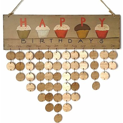 Famille Amis Calendrier En Bois Conseil D'Anniversaire Cadeau Pour Un Ami Décoration De Fête À La Maison Bricolage (1 Plaque, 1 Corde, 50 Tranches En Bois Rond)