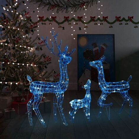 Famille de rennes de décoration Acrylique 300 LED bleu vidaXL