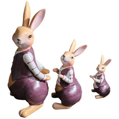Famille Lapin de Pâques Figurine Résine Statue Lapin Décoration Artisanat Maison