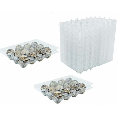 FAMILLE Lot de 50 boîtes à œufs de caille en PVC transparent réutilisable avec couvercle pour œufs de caille, réfrigérateur