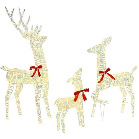 Famille Renne 3 pcs Blanc chaud 67 x 26 x 127 cm PET