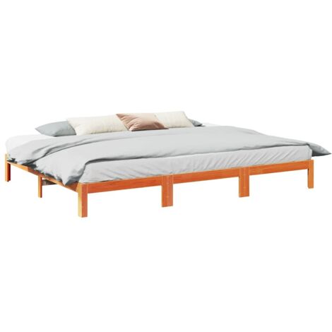 Family Bed Frame No Mattress Wax Brown 240x200 cm Solid Wood Pine vidaXL