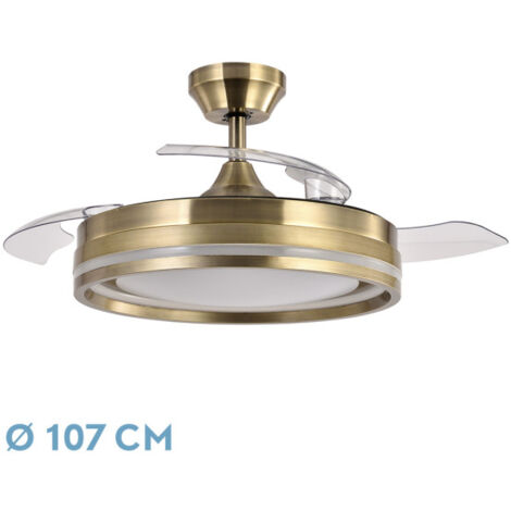Fan DC CERRATO -Fan -Couleur du cuir avec threeLames déployables  avec 6 vitesses réglables  avec 3 températures ofLight  Télécommande incluse