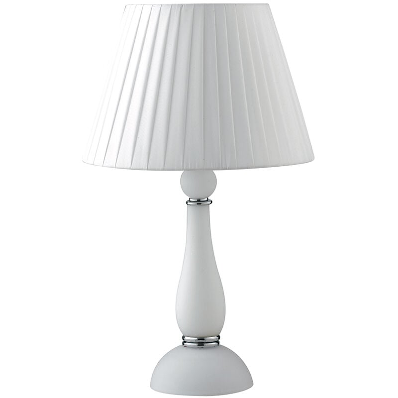 Image of Lampada da tavolo alfiere in vetro soffiato bianco stile candelabro - Bianco