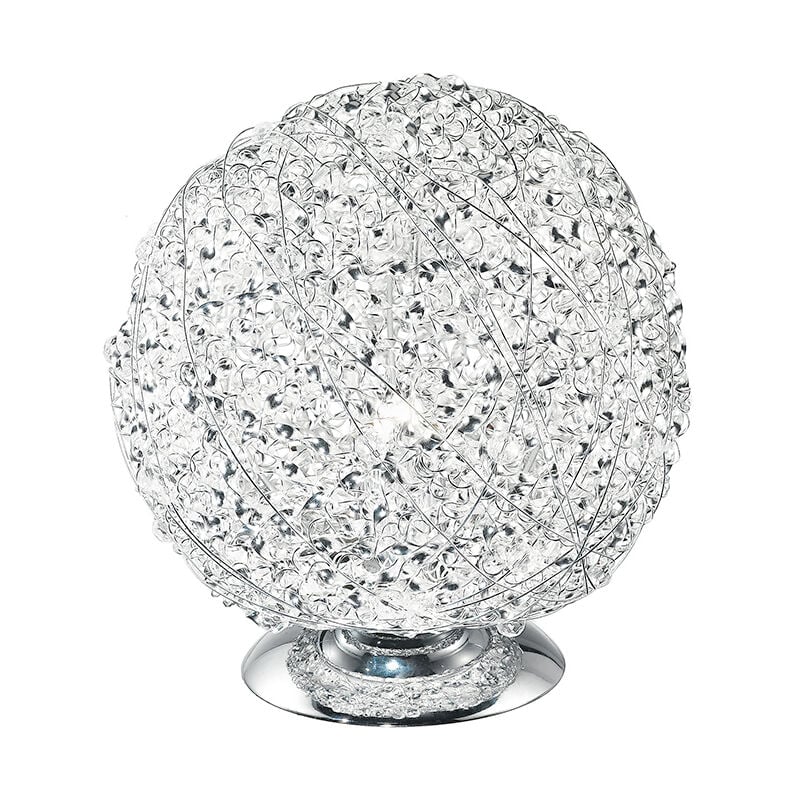 Image of Lampada da tavolo astra in alluminio cromato e cristalli - Cromo