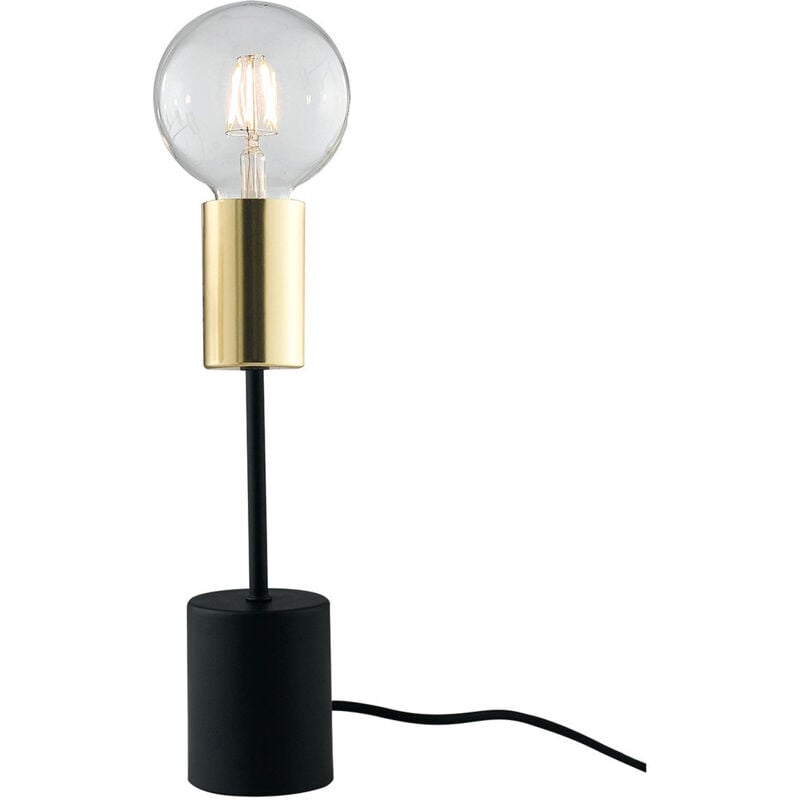 Lampada da tavolo axon in metallo nero e oro con