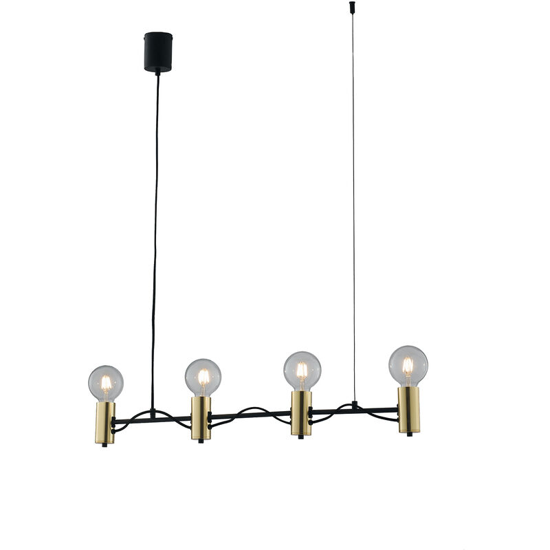 Image of Luce Ambiente E Design - Sospensione axon a quattro luci in metallo nero e oro - Nero,Oro