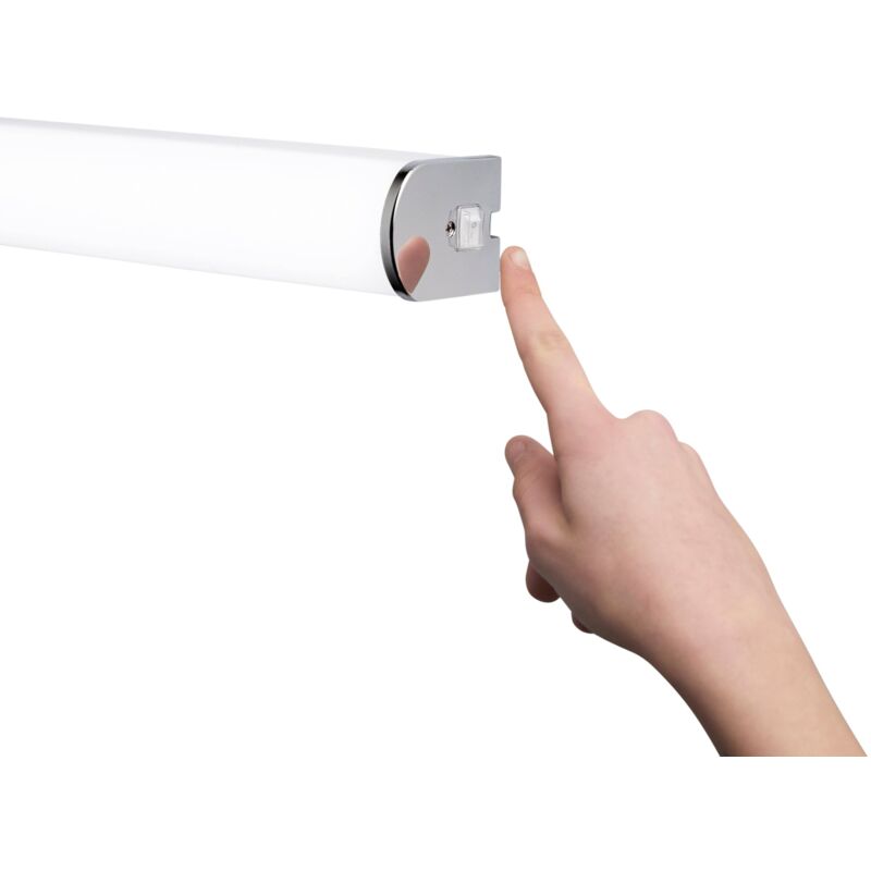 Image of Applique led blaster bianca con struttura in metallo cromato luce naturale 4000K 60 cm. - Bianco, Cromo