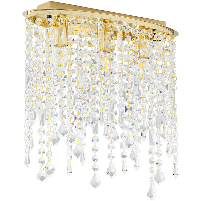 Image of Luce Ambiente E Design - Plafoniera breeze in metallo oro con pendenti in cristallo - Oro