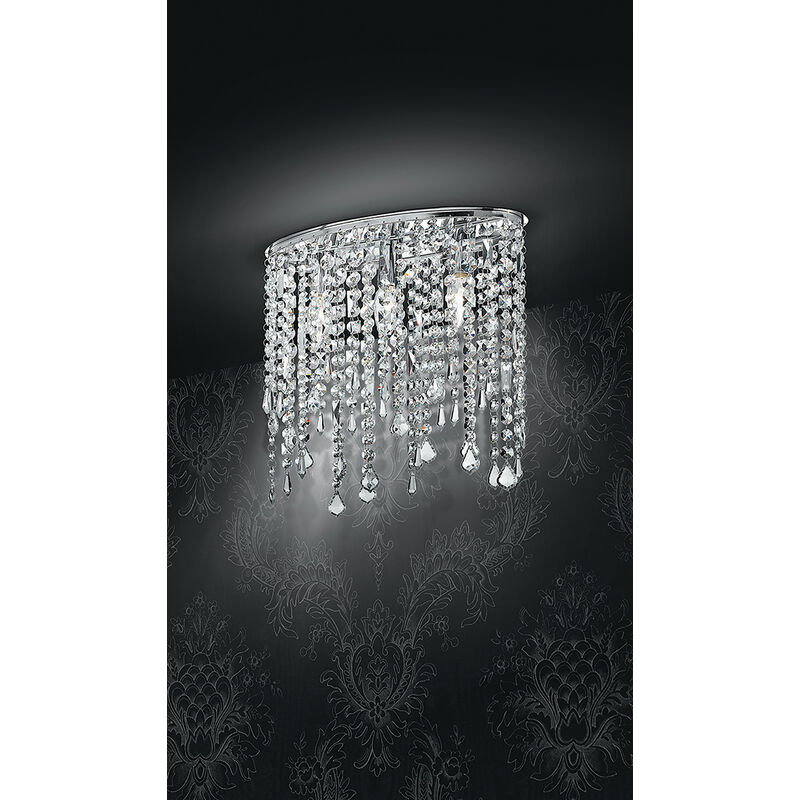 Image of Luce Ambiente E Design - Plafoniera breeze in metallo cromato con pendenti in cristallo - Cromo
