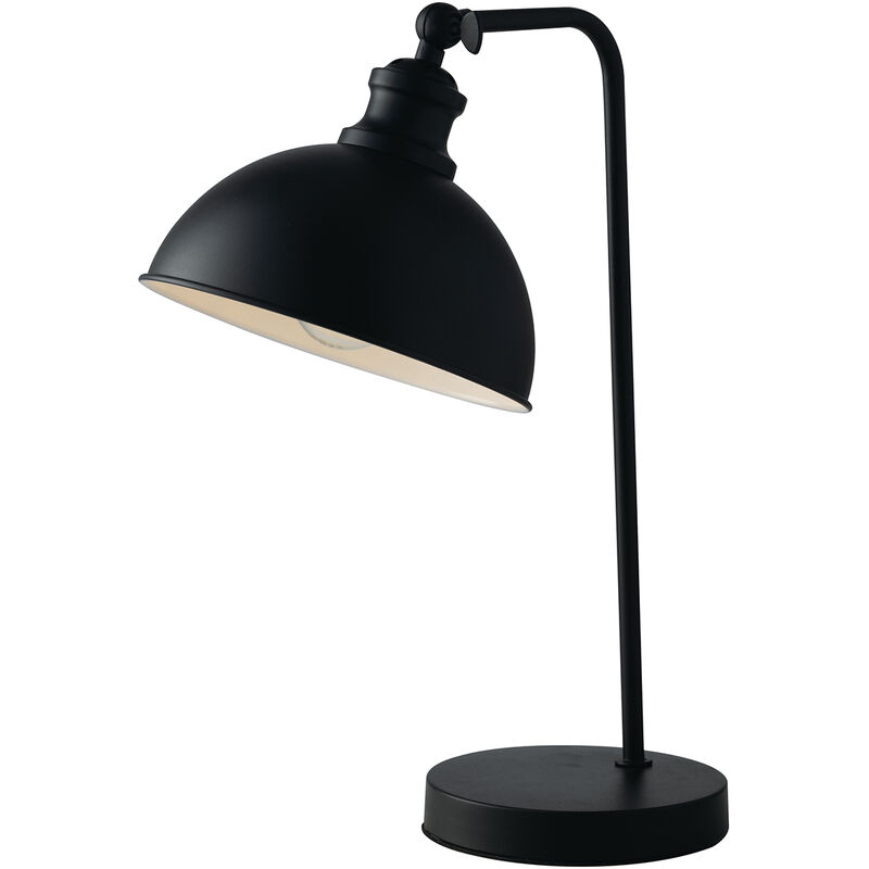 Image of Luce Ambiente E Design - Lampada da tavolo charleston in metallo nero con interno bianco - Nero