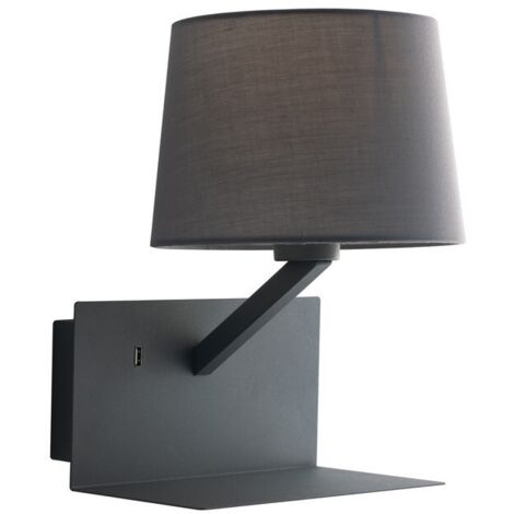 Fan Europe Ciak - Estante para lámpara de lectura USB al lado, gris, E27