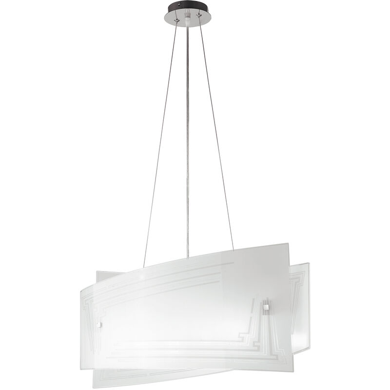 Image of Luce Ambiente E Design - Plafoniera concept Bianco in Vetro 4xE27 130x60x20cm. - Bianco