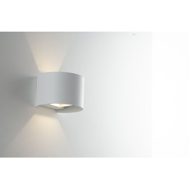 Image of Applique led per esterno delta bianca con luce biemissione e paratie regolabili 2x5W 3000K (luce calda) - Bianco