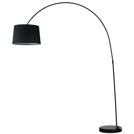Fan Europe DREAM Lámpara de Pie Arc Negra, Pantalla Tela, Base Mármol 1522x205x35cm