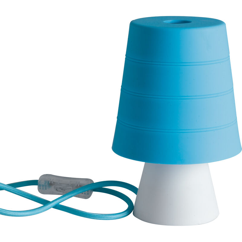Image of Lampada da tavolo drum blu in silicone - Blu