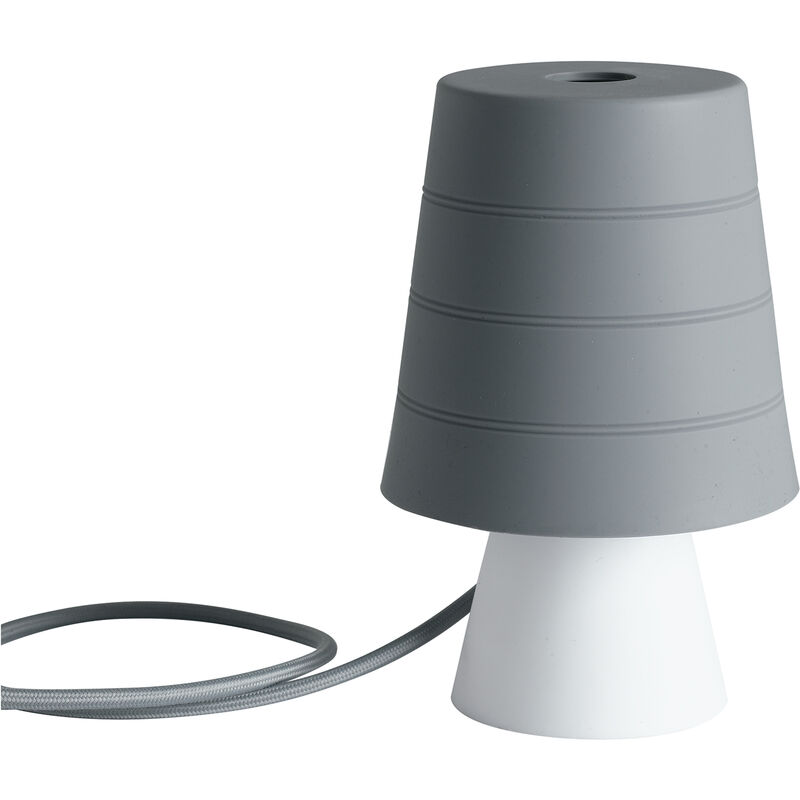 Image of Luce Ambiente E Design - Lampada da tavolo drum grigia in silicone - Grigio