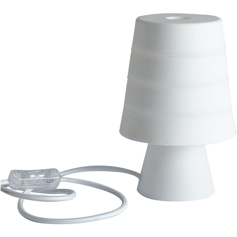 Image of Lampada da tavolo drum bianca in silicone - Bianco