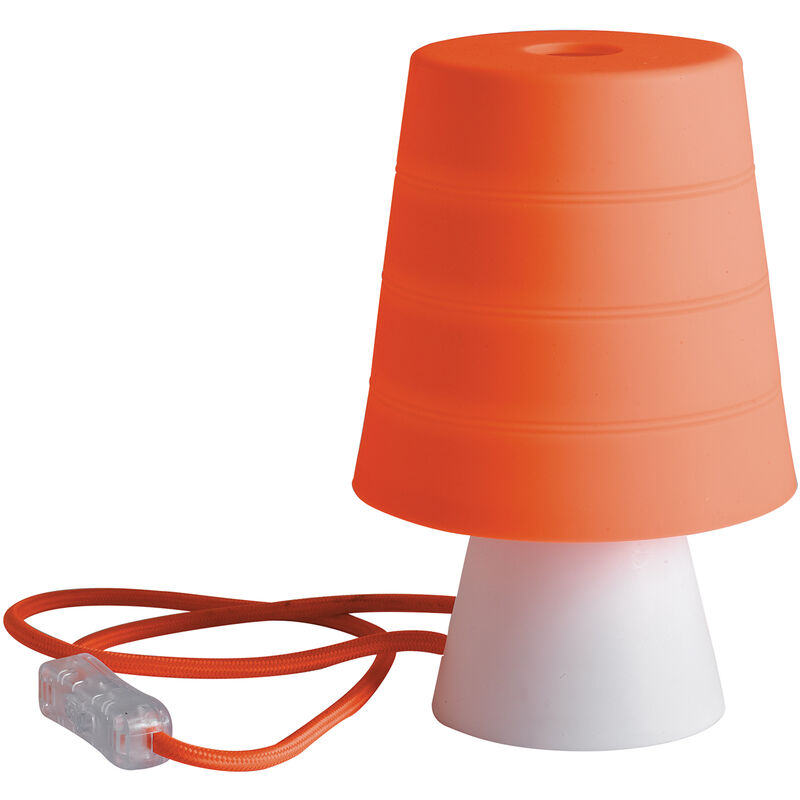 Image of Lampada da tavolo drum arancio in silicone - Arancione