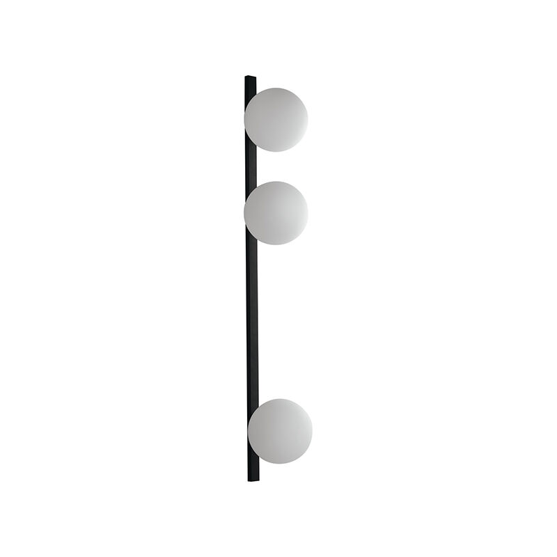 Image of Luce Ambiente E Design - Applique enoire in metallo nero con tre diffusori in vetro bianco - Nero