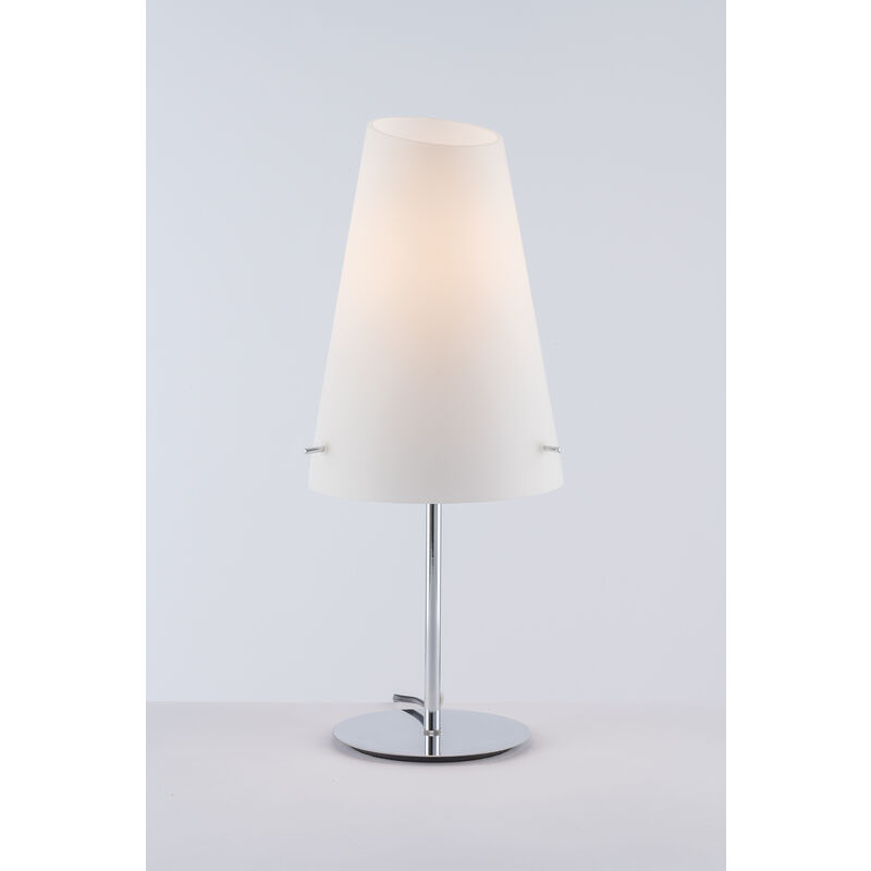 Image of Luce Ambiente E Design - Lampada da tavolo ermes in vetro bianco con cavo in tessuto nero 65 cm. - Bianco,Nero