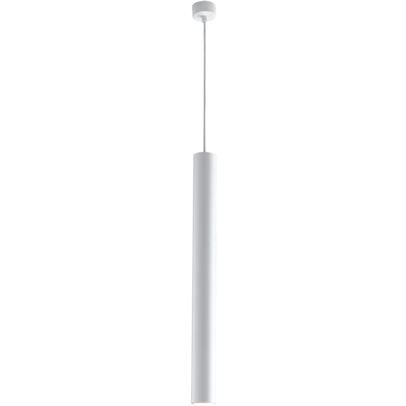 Image of Sospensione fluke cilindrica in metallo bianco 60 cm. - Bianco