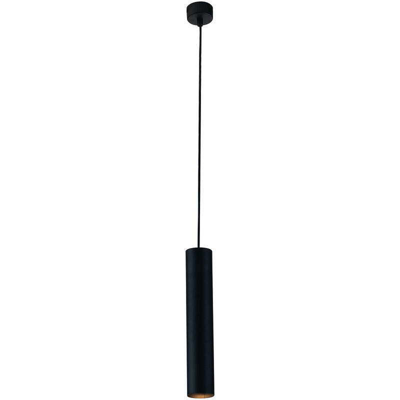 Image of Luce Ambiente E Design - Sospensione fluke cilindrica in metallo nero 30 cm. - Nero