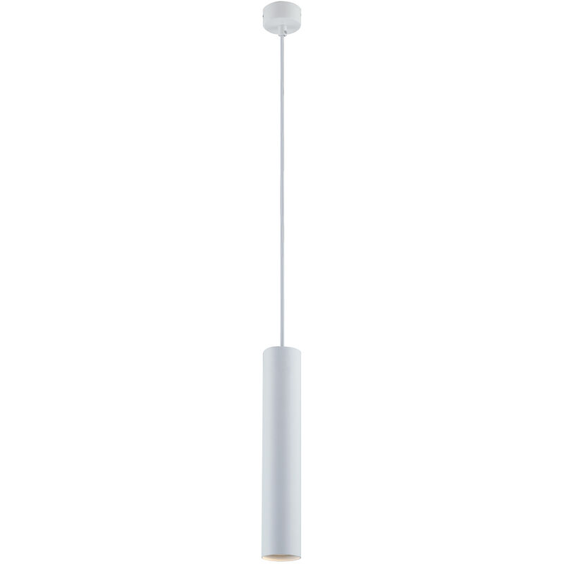 Image of Sospensione fluke cilindrica in metallo bianco 30 cm. - Bianco