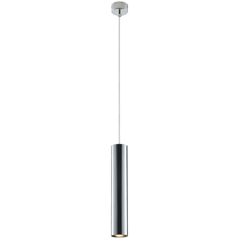 Image of Luce Ambiente E Design - Sospensione fluke cilindrica in metallo cromo 30 cm. - Cromo