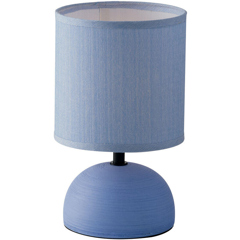 Image of Lampada da tavolo furore in ceramica blu con paralume in tessuto - Azzurro
