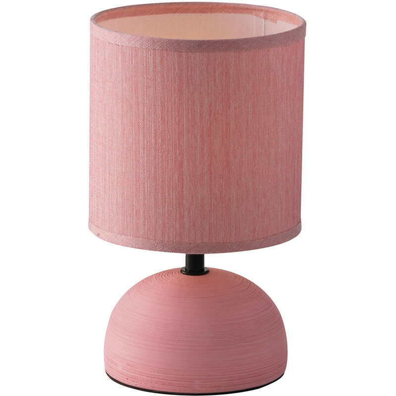 Image of Lampada da tavolo furore in ceramica rosa con paralume in tessuto - Rosa
