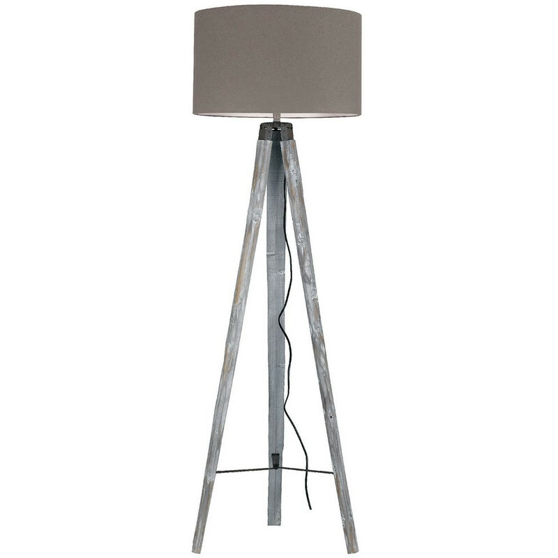 Lampadaire trepied Gallery Bois,tissu Bois 1 ampoule cm