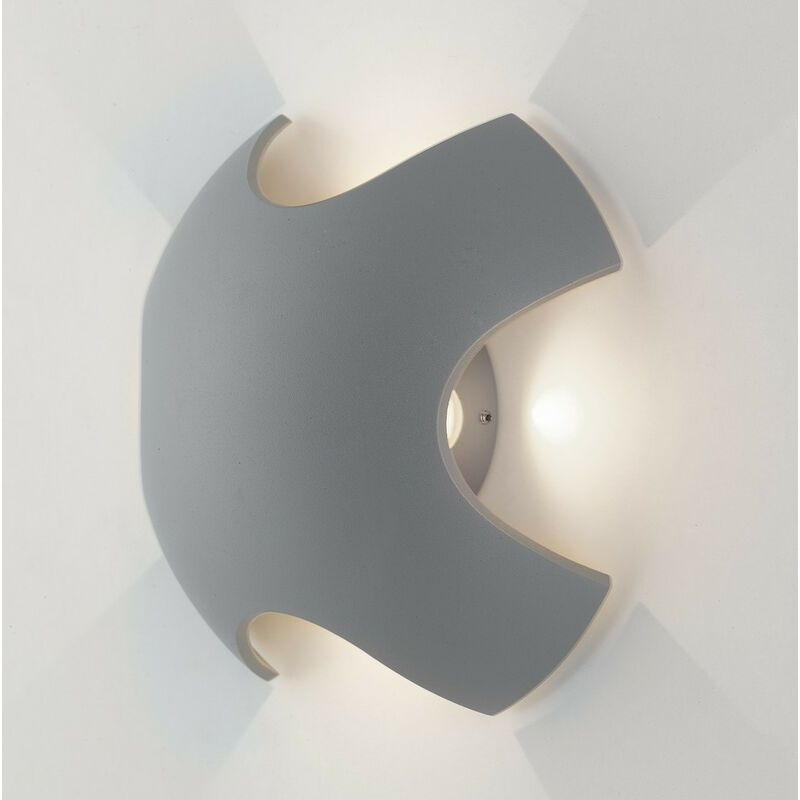Fan Europe Lighting - Fan Europe GHIBLI LED-Wandleuchte für den Außenbereich, 4-flammig, Silber, IP54, 520 lm, 3000 K, 19,8 x 6,6 cm