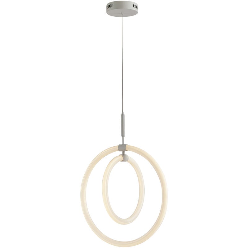 Image of Luce Ambiente E Design - Lampadario a sospensione halo bianco in metallo con diffusore in acrilico 50 w 4000 k (luce naturale) - Bianco