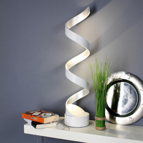 Fan Europe HELIX LED Swirl Tischlampe Weiß, Silber 960lm 3000K 14,5x66cm